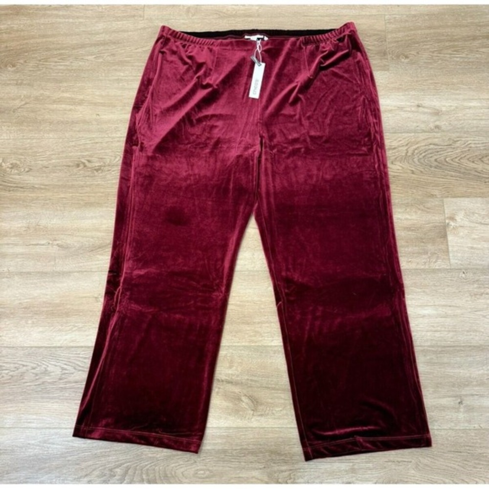 Chico's Travelers Size 4 /XXL Velvet No Tummy Deep Merlot Pull On Pants NEW‎